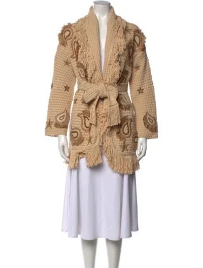 Pre-owned Alanui Paisley Print Open Front Sweater In Neutral