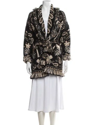 Pre-owned Alanui Paisley Print Open Front Sweater W/ Tags In Black