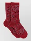 Alanui Paisley Print Ribbed Cuff Socks In Red