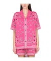 Alanui Knit Bandana Print Short Sleeve Top In Pink