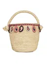 Alanui Raffia Bucket Bag Featuring Paisley Motif In Natural Lotus