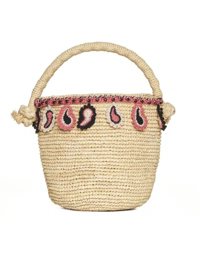 ALANUI PAISLEY RAFFIA BASKET BAG