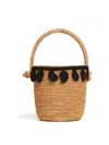 Alanui Paisley Appliqué Raffia Bucket Bag In Black