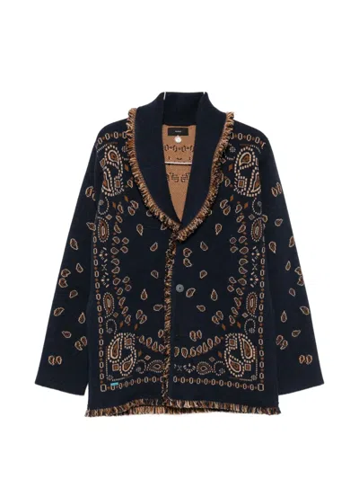 Alanui Paisley-jacquard Cardigan In Blue