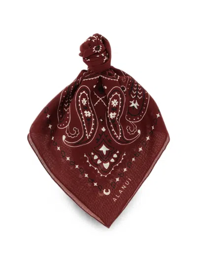 Alanui Paisley Print Square Bandana Hair Accessory In Burgundy