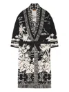 Alanui Long Jacquard Cardigan With Fringes In Black