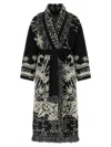 Alanui Long Jacquard Cardigan With Fringes In Black