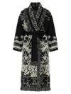 Alanui Long Jacquard Cardigan With Fringes In Black
