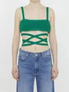 Alanui Caribbean Vibes Crochet Knit Top In Verde