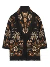 Alanui Palm-tree Fringe Cardigan In Black