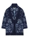 Alanui Palm-tree Fringed Cardigan In Blue