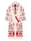Alanui Palm-tree Pattern Fringe Coat In Red