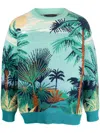 Alanui Palm Tree-print Jumper In Blue