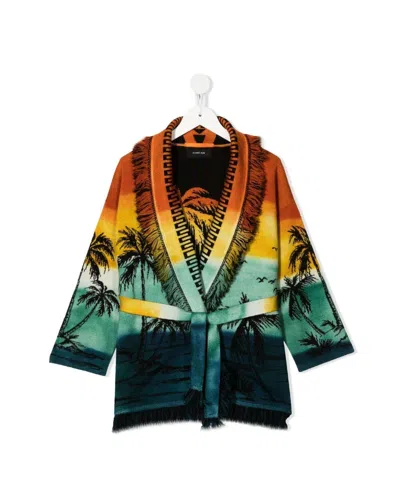 Alanui Palm Tree Printed Cardigan In Black