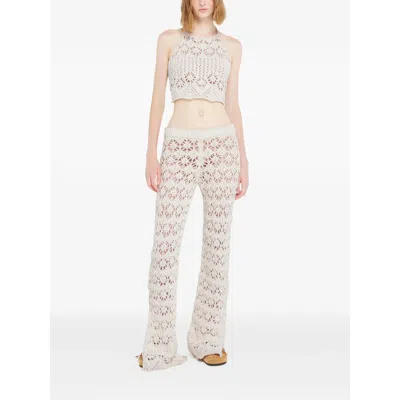 Alanui Lagoon Romance Cotton Trousers In Neutral