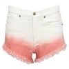 Alanui Papaya Ombre Dip Dye Frayed Denim Shorts In White