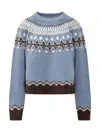 Alanui Geometric Pattern Wool Crewneck Sweater In Blue