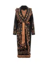 ALANUI ALANUI PATTERN JACQUARD FRINGED BELTED LONG CARDIGAN