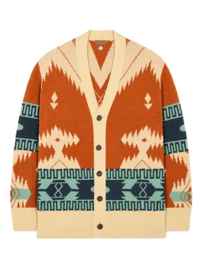 Alanui Patterned Button Cardigan In Orange