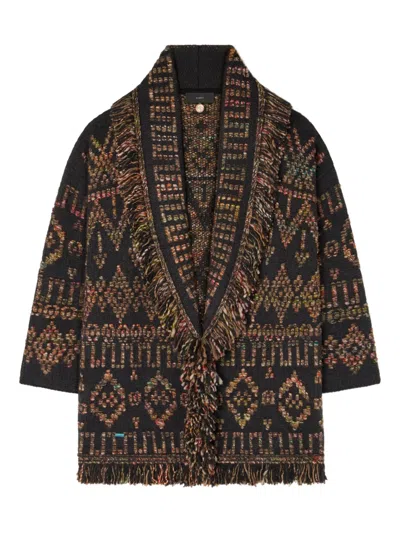 Alanui Fringe Detailing Wool Blend Cardigan In Multi
