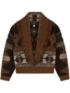 Alanui Patterned-jacquard Cardigan In Brown