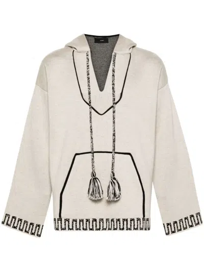 Alanui Patterned-jacquard Knitted Hoodie In Neutrals