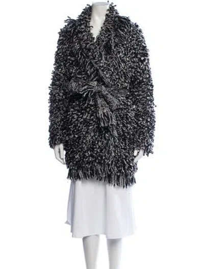 Pre-owned Alanui Patterned Open Front Sweater In Black