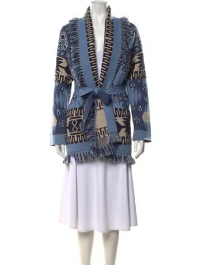 Pre-owned Alanui Patterned Open Front Sweater In Blue