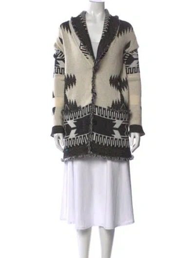 Pre-owned Alanui Patterned Open Front Sweater In Neutral