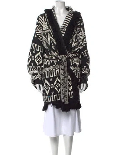 Pre-owned Alanui Patterned Open Front Sweater W/ Tags In Black