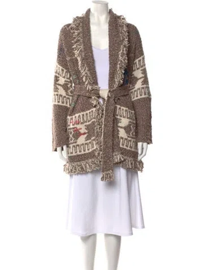 Pre-owned Alanui Patterned Open Front Sweater W/ Tags In Neutral