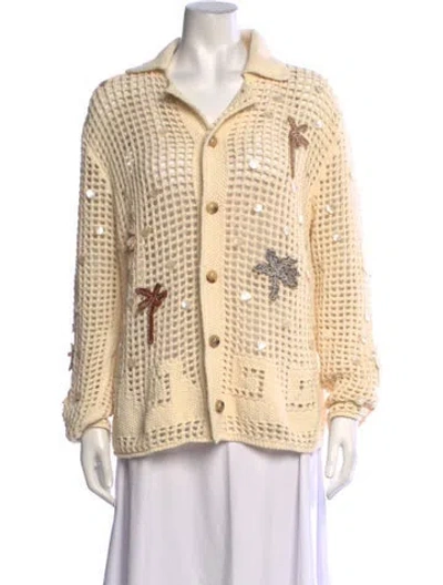 Pre-owned Alanui Patterned Open Front Sweater W/ Tags In Neutrals