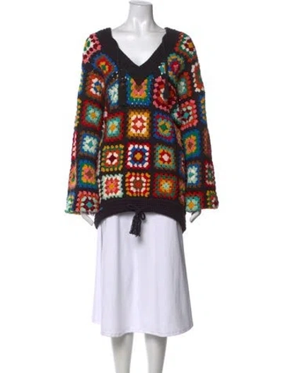 Pre-owned Alanui Patterned V-neck Sweater In Multicolor