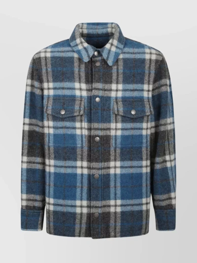 Alanui Check-pattern Virgin Wool-blend Shirt In Blue