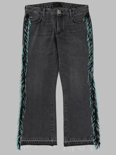 Alanui Pearl Fringe Jeans In Gray