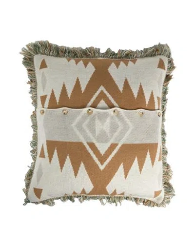 Alanui Pillow Or Pillow Case Camel Size - Virgin Wool, Polyamide In Sand