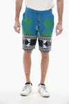 Alanui Blue Multicolour Cotton Blend Shorts In Blue