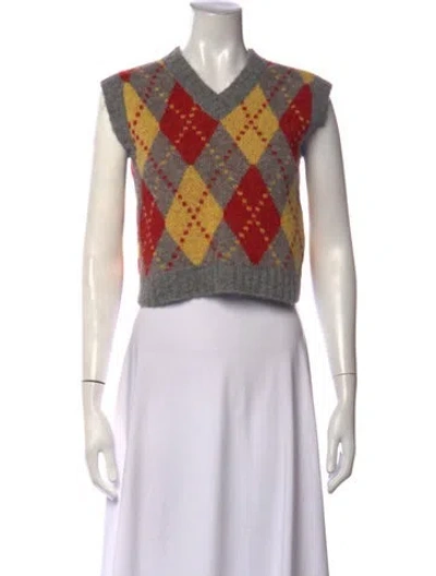 Pre-owned Alanui Plaid Print V-neck Sweater In Multicolor