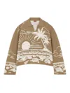 Alanui Knitwear Polo Collar Graphic Pattern Sweatshirt In Light Brown