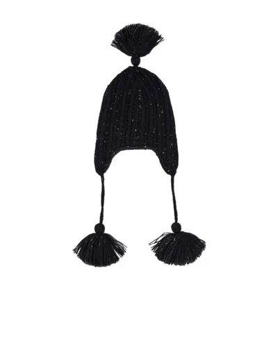 Alanui Pompom Knitted Beanie In Black