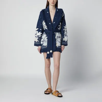 Alanui Postcard From Paradise Cardigan Deep Blue/white Pearl