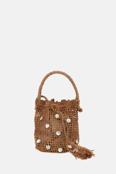 Alanui Precious Moments Raffia Bag Brown Pearl