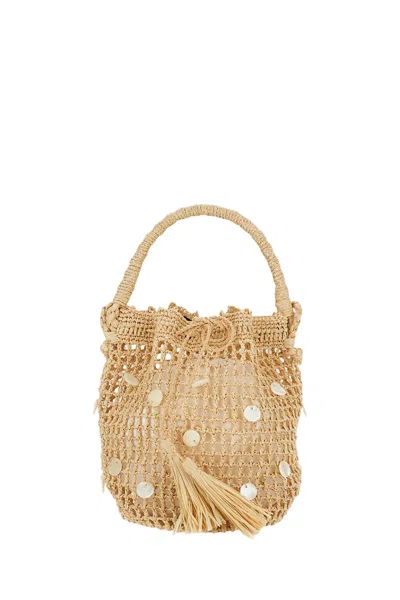 Alanui Precious Moments Raffia Bag Sand Pearl In Multi