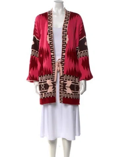 Pre-owned Alanui Printed Open Front Sweater In Pink/red