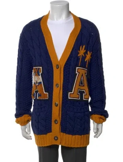 Pre-owned Alanui Printed V-neck Cardigan In Blue