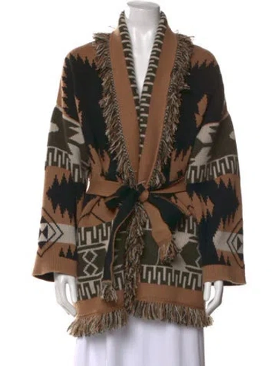 Pre-owned Alanui Printed V-neck Sweater In Brown