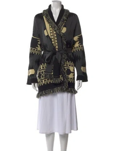 Pre-owned Alanui Printed V-neck Sweater In Gray