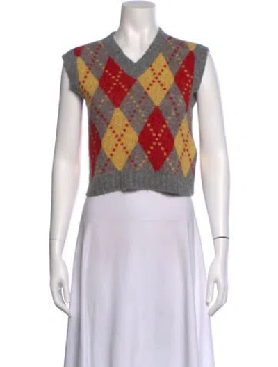 Pre-owned Alanui Printed V-neck Sweater In Multi