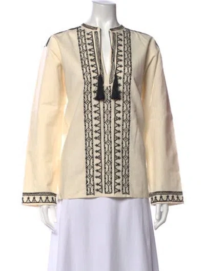 Pre-owned Alanui Printed V-neck Top In Neutrals
