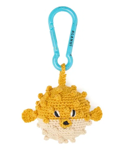 Alanui Puffer Fish Crochet Keyring In Yellow